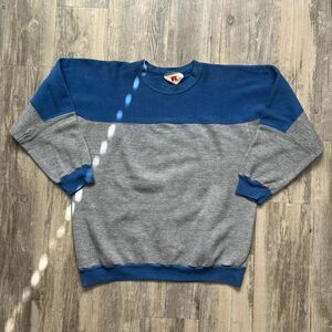 Vintage 70s Russell Athletic Grey And Blue Blank Sweatshirt Size Large